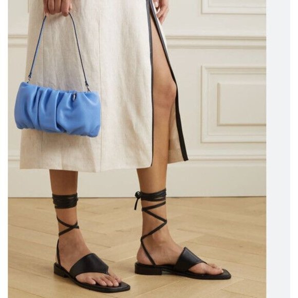 Staud Shoes - Staud Womens sz 38 sandals Alexandre Lace Up Thong Black Wrap Around Square